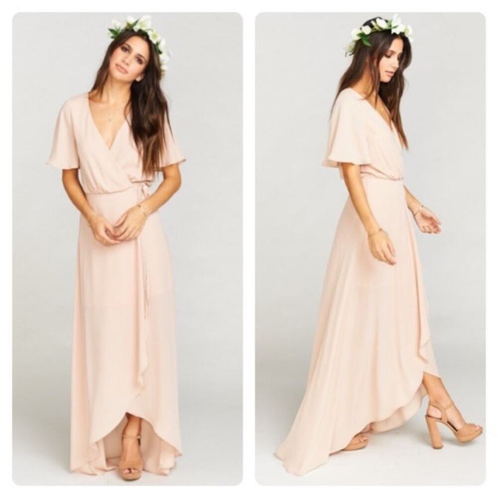 SHOW ME YOUR MUMU Sophia Wrap Dress Dusty Blush Crispy